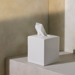 The White Company Morston Tissue Box Cover, White, Size: One Size - thumbnail 1