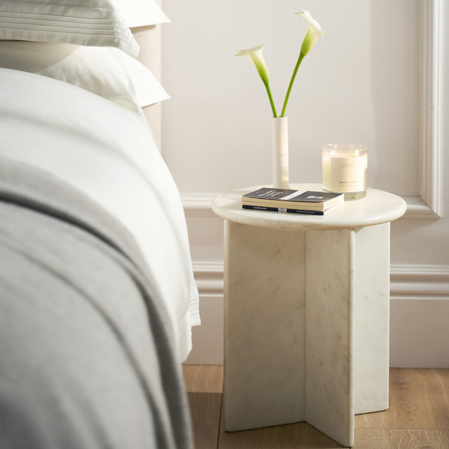 The White Company Larton Marble Side Table, White, Size: One Size - image 1