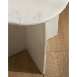 The White Company Larton Marble Side Table, White, Size: One Size - thumbnail 2