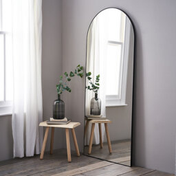 The White Company Chiltern Fine Metal Full Length Arch Mirror, Black, Size: One Size