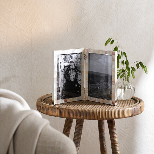The White Company Mother of Pearl Double Hinged Photo Frame - 5x7”, White, Size: One Size - image 1