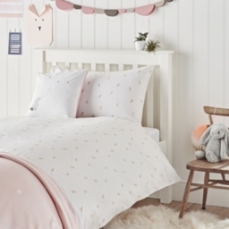The White Company Easy-Care Sleepy Bunny Bed Linen Set, White/Pink, Size: Single