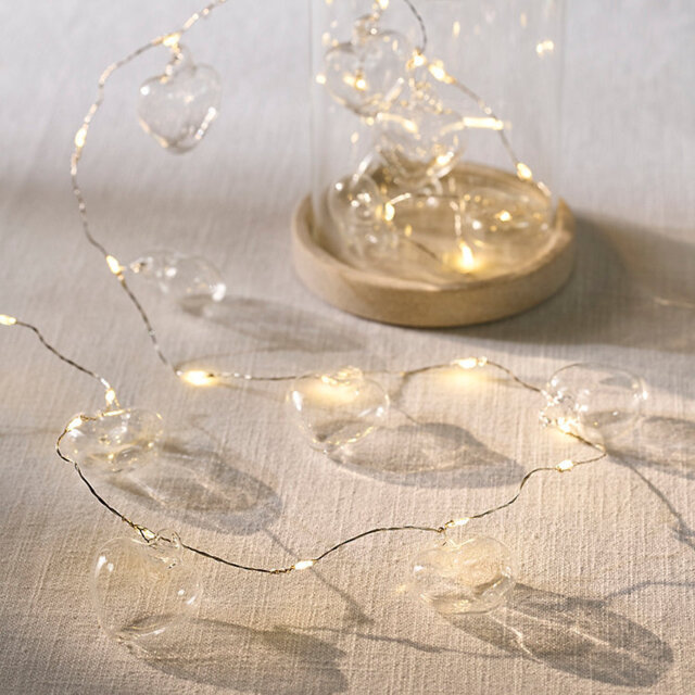 The White Company Glass Heart Fairy Lights - 24 Bulbs, Clear, Size: One Size - image 1