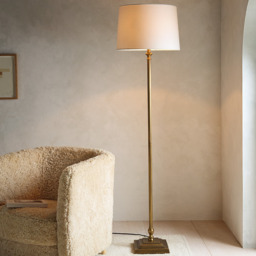 The White Company Harris Floor Lamp - Antique Brass, White/Antique Brass, Size: One Size - thumbnail 1