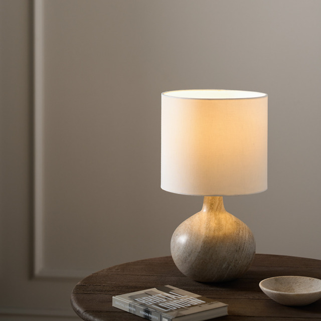 The White Company Marlow Marble Round Table Lamp, Natural Stone, Size: One Size - image 1