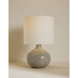 The White Company Marlow Marble Round Table Lamp, Natural Stone, Size: One Size - thumbnail 2