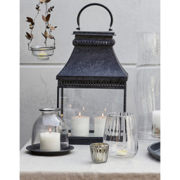 The White Company Ribbed Glass Dome Candle Holder with Tray - Medium, Clear, Size: One Size - thumbnail 2