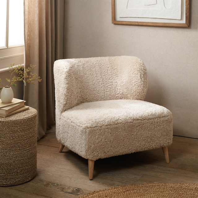 The White Company Calvert Sheepskin Chair, Pearl, Size: One Size - image 1