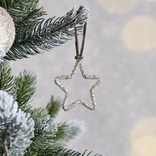 The White Company Beaded Star Decoration - 6.5cm, Silver - image 1