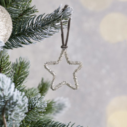 The White Company Beaded Star Decoration - 6.5cm, Silver