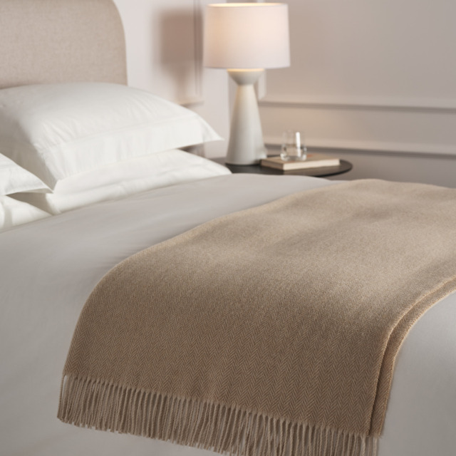 The White Company Luxury Wool Cashmere Herringbone Throw