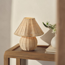 The White Company Arles Rattan Table Lamp, Natural, Size: One Size - thumbnail 1