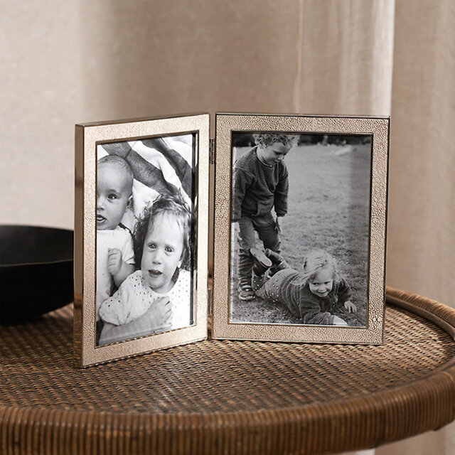 "The White Company ""Classic Textured Double Hinged Frame - 5x7\"", Cream, Size: One Size""" - image 1