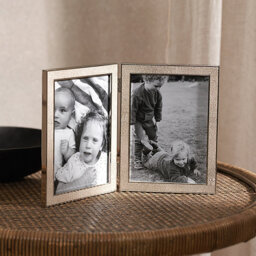 "The White Company ""Classic Textured Double Hinged Frame - 5x7\"", Cream, Size: One Size""" - thumbnail 1