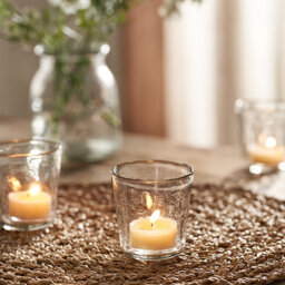 The White Company Jago Hammered Glass Tealight Holder - Small, Clear, Size: One Size - thumbnail 1