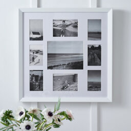 The White Company 9 Aperture Wood Photo Frame, White, Size: One Size - thumbnail 1