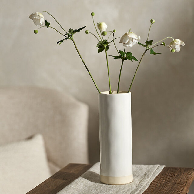 The White Company Parham Ceramic Cylinder Vase, White, Size: One Size - image 1