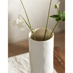The White Company Parham Ceramic Cylinder Vase, White, Size: One Size - thumbnail 2