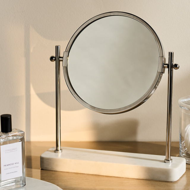 The White Company Larton Double Sided Marble Vanity Mirror, White, Size: One Size - image 1