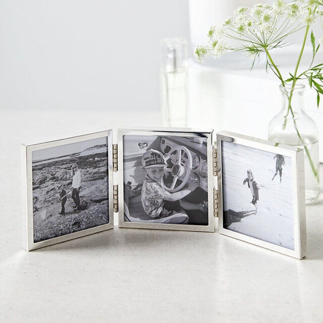 The White Company Fine Silver Triple Aperture Hinged Photo Frame - 3x3”, Silver, Size: One Size - image 1