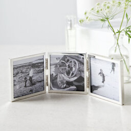 The White Company Fine Silver Triple Aperture Hinged Photo Frame - 3x3”, Silver, Size: One Size - thumbnail 1