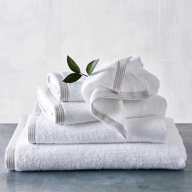 The White Company Stripe Border Bath Towel
