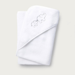 The White Company Organic Hydrocotton Elephant Hooded Baby Towel, White, Size: One Size - thumbnail 1