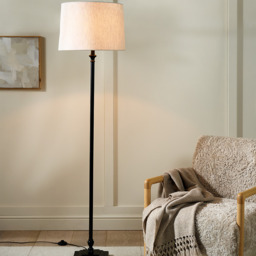 The White Company Harris Floor Lamp - Black, Natural/Black, Size: One Size - thumbnail 1