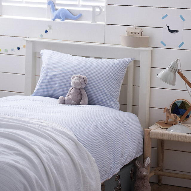 The White Company Blue Gingham Bed Linen Set