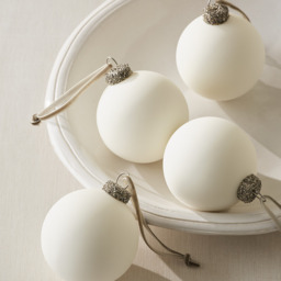The White Company Small White Baubles - Set of 4, White, Size: One Size