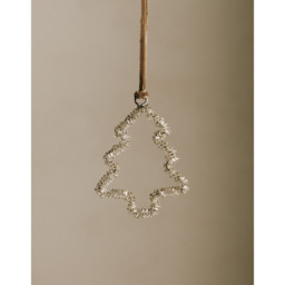 The White Company Silver Beaded Tree Decoration - 6.8cm, Silver - thumbnail 2