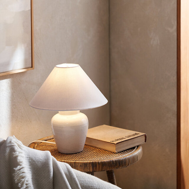 The White Company Tenby Table Lamp, Soft Grey, Size: One Size