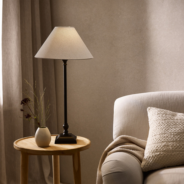 The White Company Harris Portable Lamp, Natural/Black, Size: One Size - image 1
