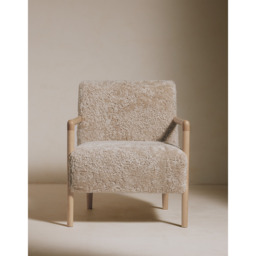The White Company Sheepskin Chair and Footstool Set, Oatmeal, Size: One Size - thumbnail 2