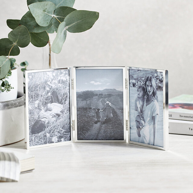 The White Company Triple Aperture Hinged Fine Silver Photo Frame - 4x6”, Silver, Size: One Size - image 1