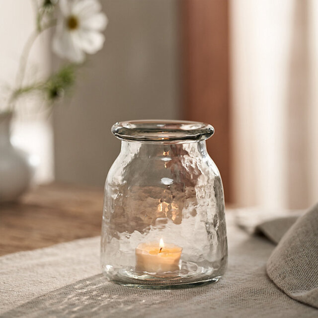 The White Company Jago Hammered Glass Tealight Holder - Medium, Clear, Size: One Size - image 1