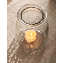The White Company Jago Hammered Glass Tealight Holder - Medium, Clear, Size: One Size - thumbnail 2