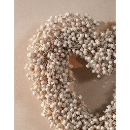 The White Company 27cm Heart Dried Linum Wreath, White, Size: One Size - thumbnail 2