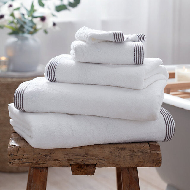 The White Company Stripe Border Bath Towel