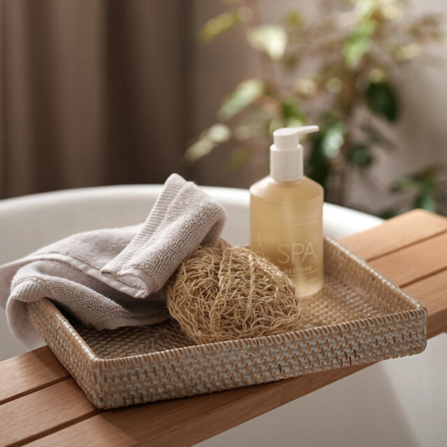 The White Company Whitewashed Rattan Vanity Tray, White, Size: One Size - image 1