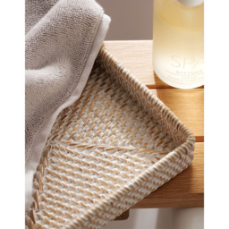 The White Company Whitewashed Rattan Vanity Tray, White, Size: One Size - thumbnail 2