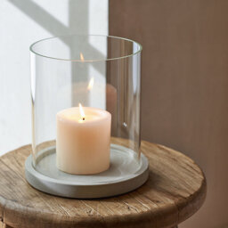 The White Company Sandstone Glass Hurricane Candle Holder - Large, Stone, Size: One Size