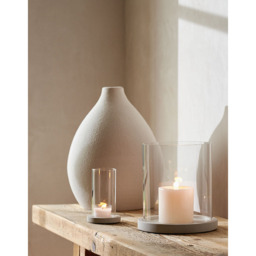 The White Company Sandstone Glass Hurricane Candle Holder - Large, Stone, Size: One Size - thumbnail 2