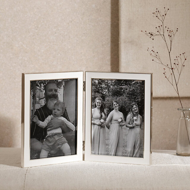 The White Company White Resin Double Hinged Photo Frame - 5x7”, White, Size: One Size - image 1