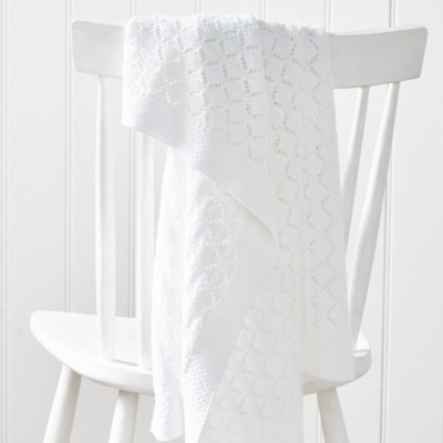 White Woven Cotton Baby Blanket | Heirloom Classic Design - image 1