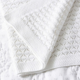 White Woven Cotton Baby Blanket | Heirloom Classic Design - thumbnail 2