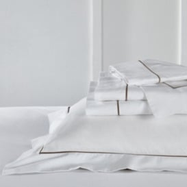 Luxurious Single Row Cord Cotton Flat Sheet Set - White/Mink Double