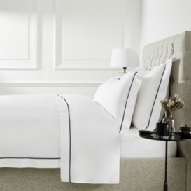 Luxurious Savoy Duvet Cover in White and Navy Blue - Emperor Size