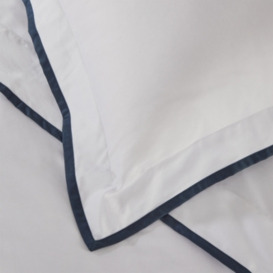 Somerton Oxford Pillowcase - Super King Size | White/Navy Blue - thumbnail 2