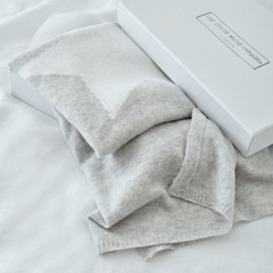 Luxurious Cashmere Star Baby Blanket in Pale Grey Marl - thumbnail 1